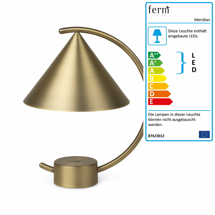 Endurhlaðanleg LED borðlampa frá Ferm Living Meridian, fáanleg á lager. Sjá texta/mynd.