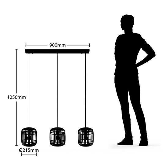 B-grade Lindby Canyana pendant light, three-light, E27, Na524