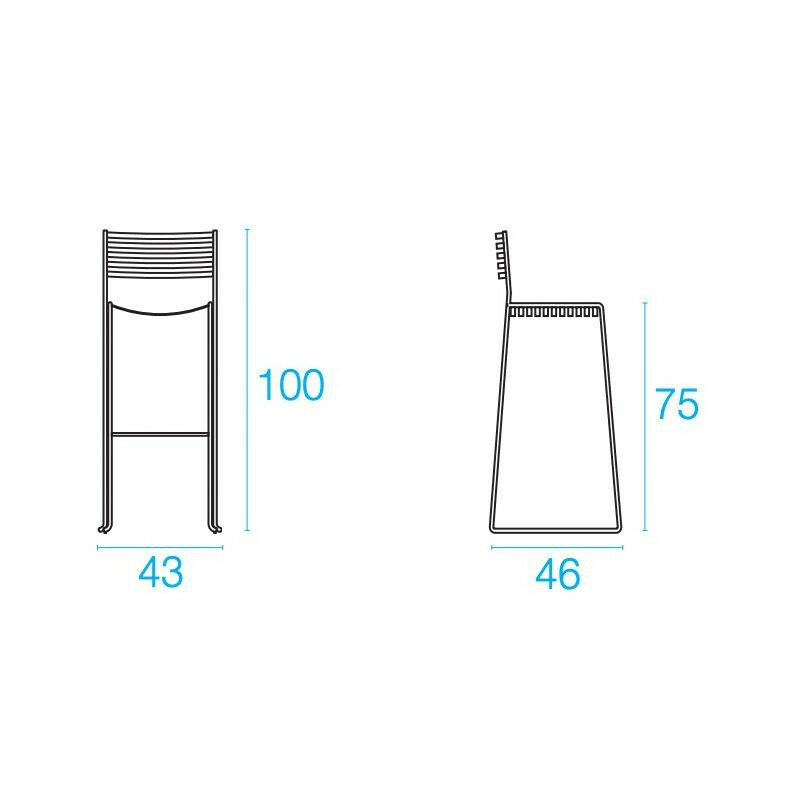 B-flokks Emu Aero útibarstóll, barstóll, stóll, svartur duftlakkaður 249