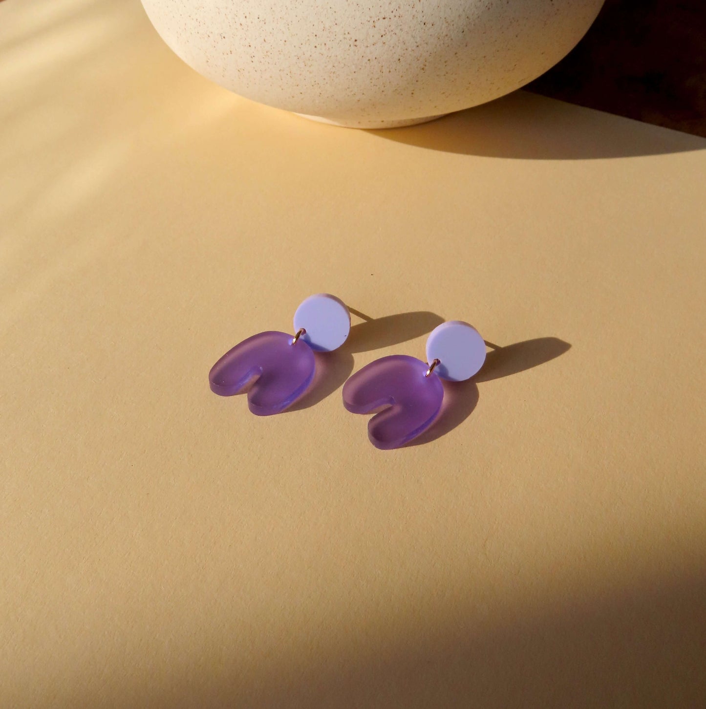 Lilac purple transparent Squishy Arch earrings
