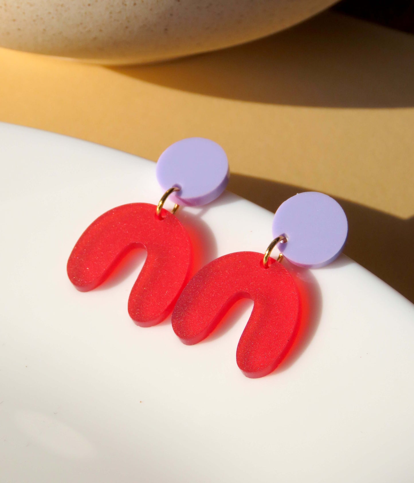 Flieder Rot Arch Bogen Ohrringe