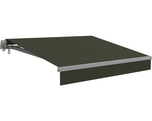 B-flokks felliarmur með markísu, 3,5x2,5 cm, einlit grátt efni með lótusáferð, grind RAL 9006 hvítt ál