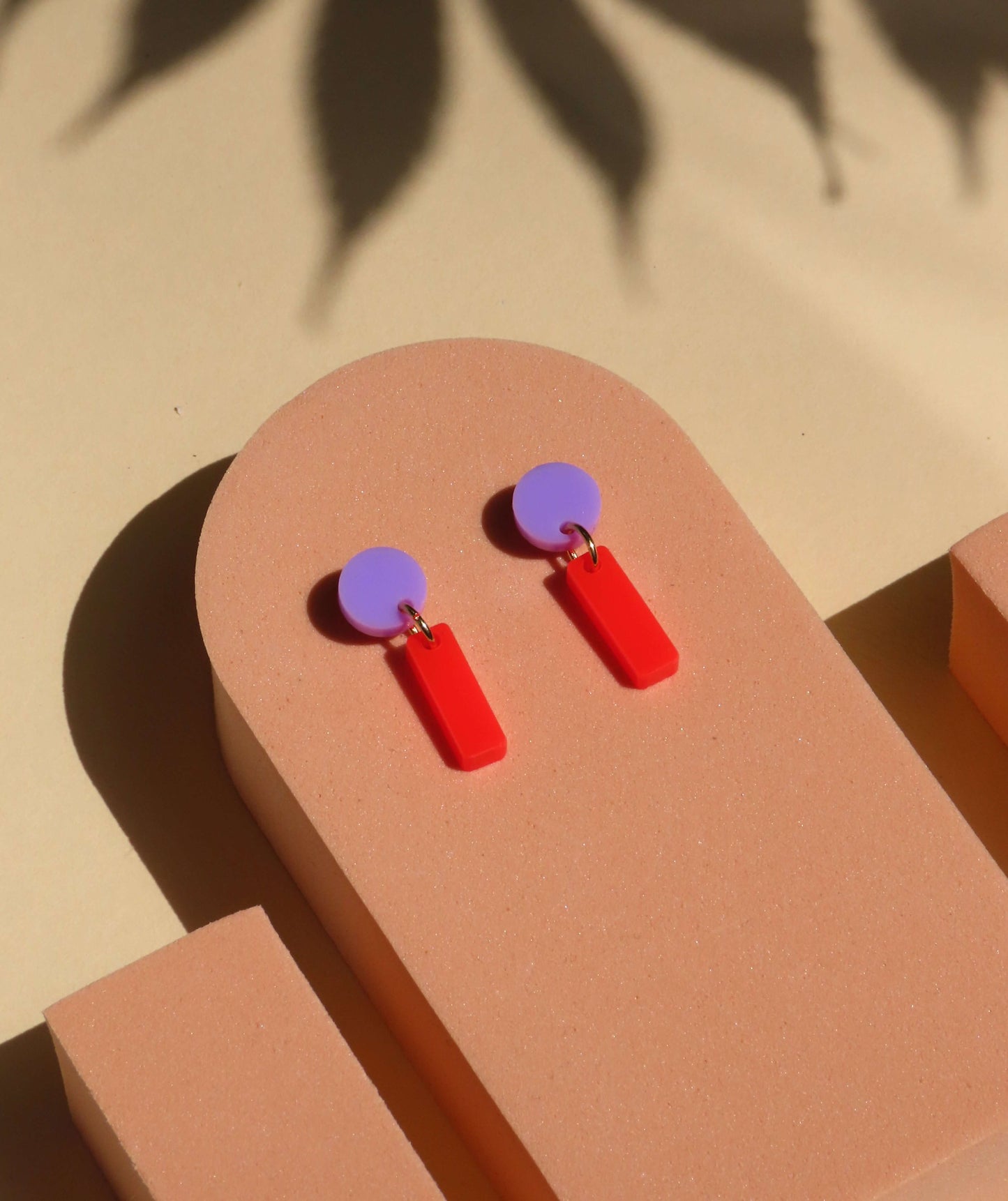 Mini Sticks Statement Ohrringe - flieder feuerrot