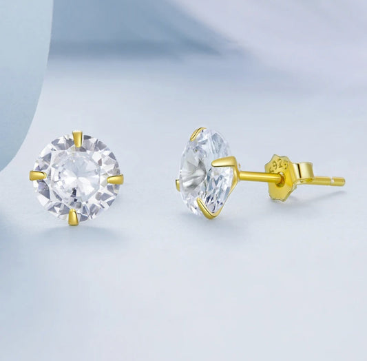 Ohrstecker aus 925er Sterling-Silber, Zirkonia in Brillantschliff, 7mm