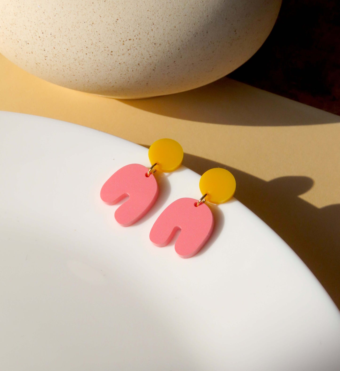 Goldgelb Erdbeer Squishy Arch Bogen Ohrringe