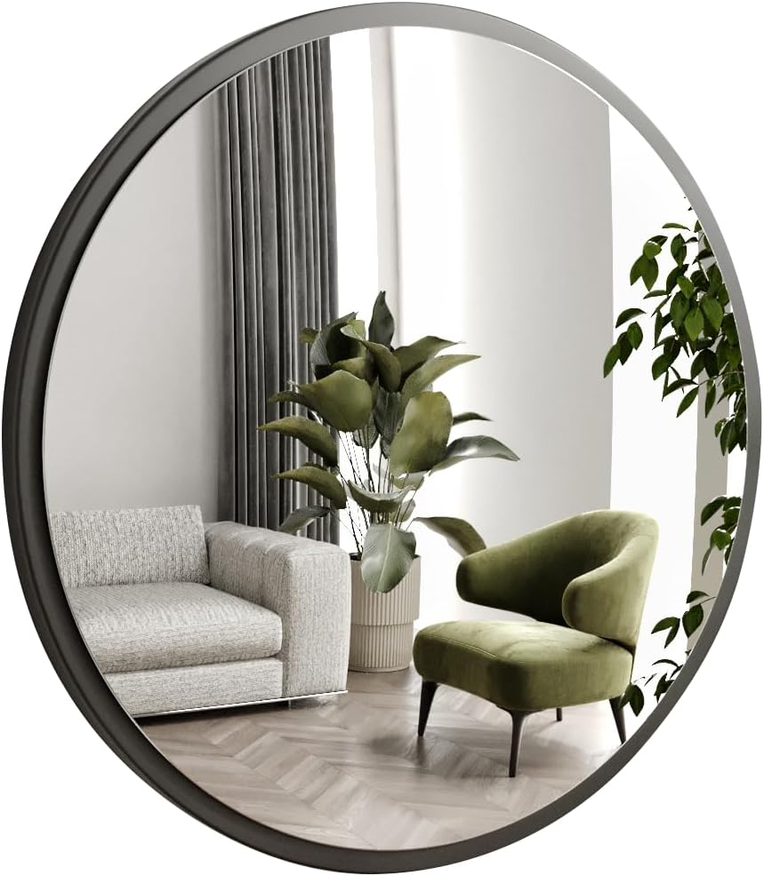 B-flokks Gozos Obejo veggspegill 60 cm svartur skrautspegill baðherbergisspegill