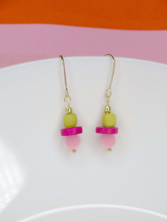 Color Treats Ohrringe- Leichte Sommerohrringe in Rosa, Pink und Olivgrün