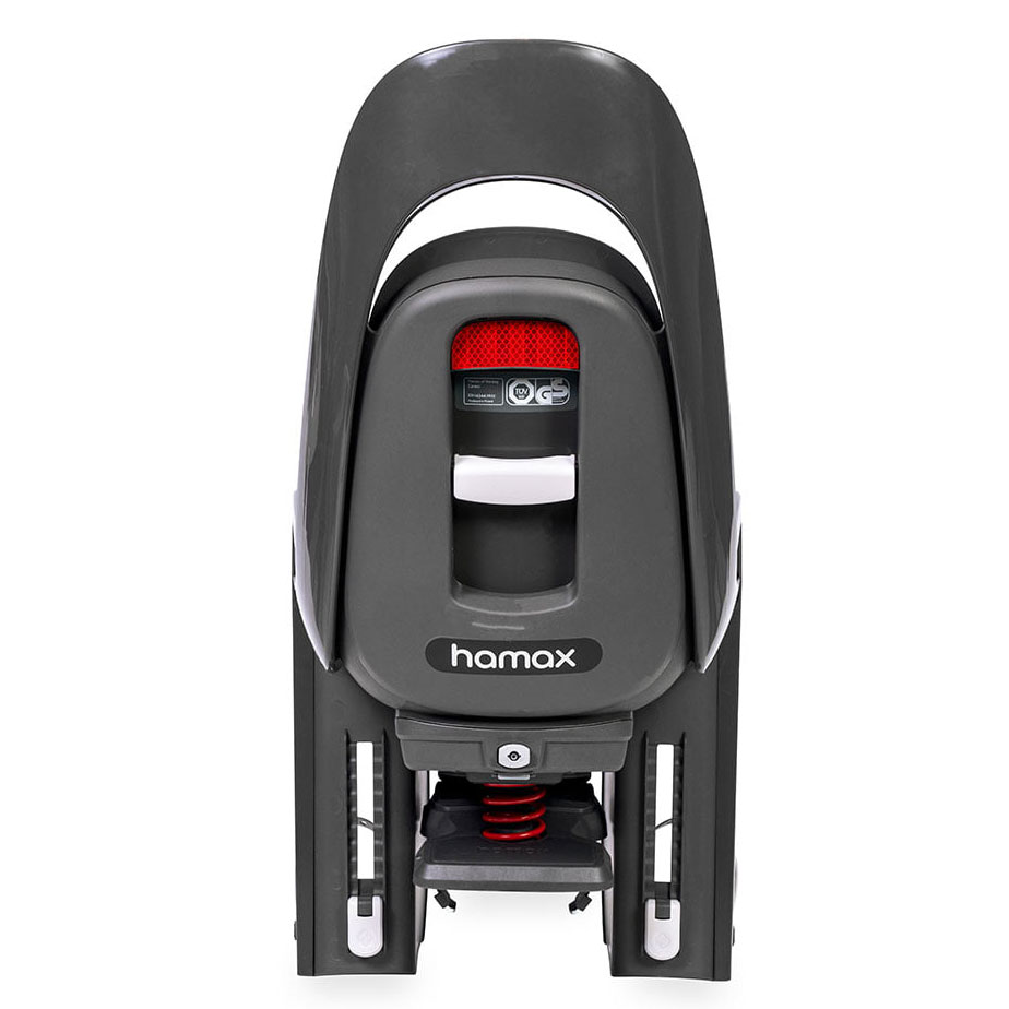Hamax Caress barnastóll, hjólastóll, farangursgrindarfesting, grár/rauður