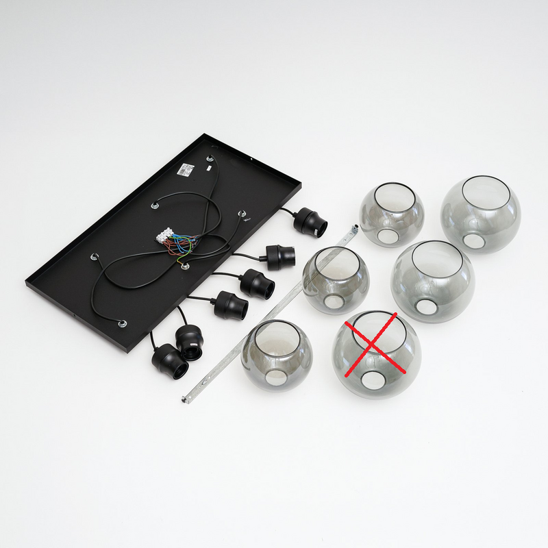 B-grade Euluna Cubus pendant light, six-light fixture. See text/photo.