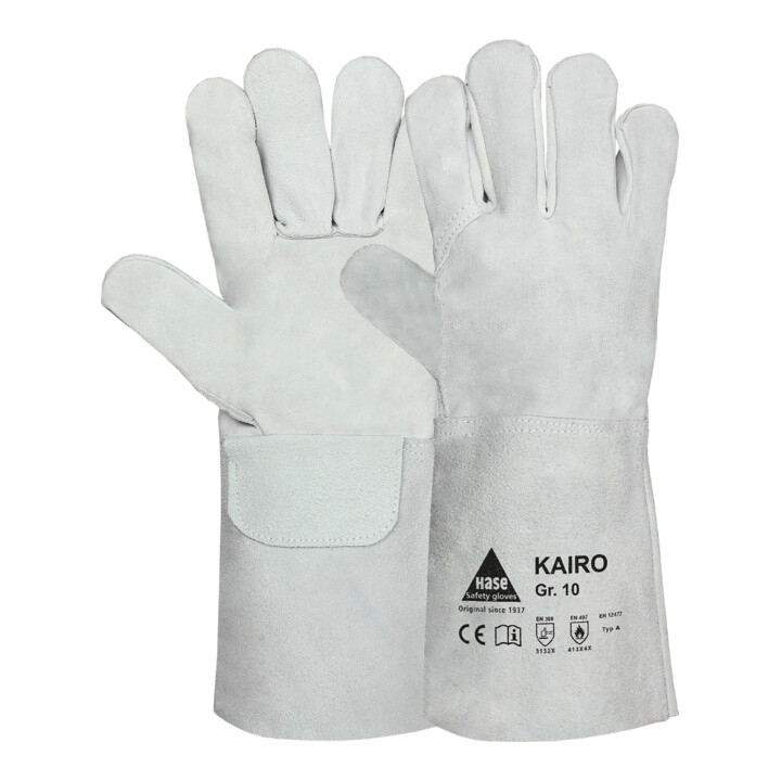 B-flokks Hase Kairo suðuhanskar, vinnuhanskar, klofinn kúaleður, stærð 9, 6 sett