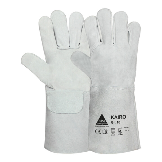 B-flokks Hase Kairo suðuhanskar, vinnuhanskar, klofinn kúaleður, stærð 9, 6 sett
