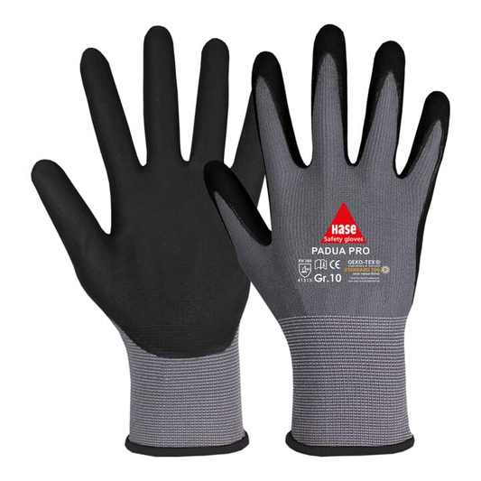 Öryggishanskar frá Hase í B-flokki, samsetningarhanskar, stærð 8, vinnuhanskar, 6 stykki