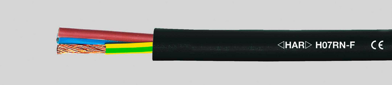 B-grade Helukabel H07 Rn F rubber hose cable, cable Sw 1x1.5 mm², flame-retardant cable