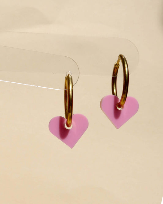 Dopamine Love Herz Creolen - rosa