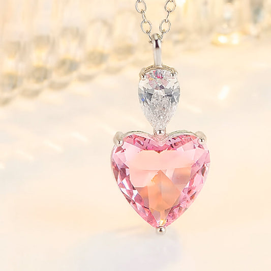 Kette mit Anhänger aus 925er Sterling-Silber, Glasherz, 50cm