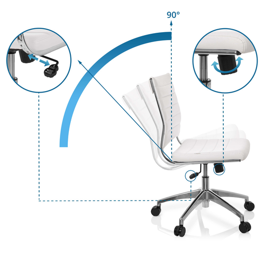 Hjh Office snúningsstóll Trisha gervileður hvítur stóll hægindastóll skrifstofuhúsgögn