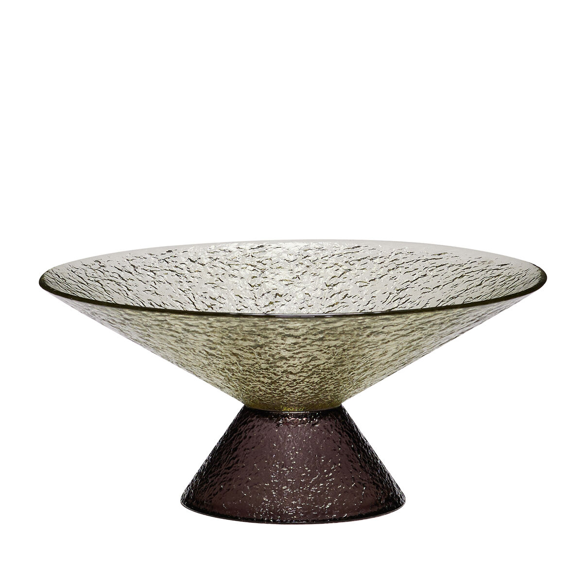 Fallegt innra sælgætisfat úr gleri, grænt/brúnt, stórt eftirréttaskál, í B-flokki