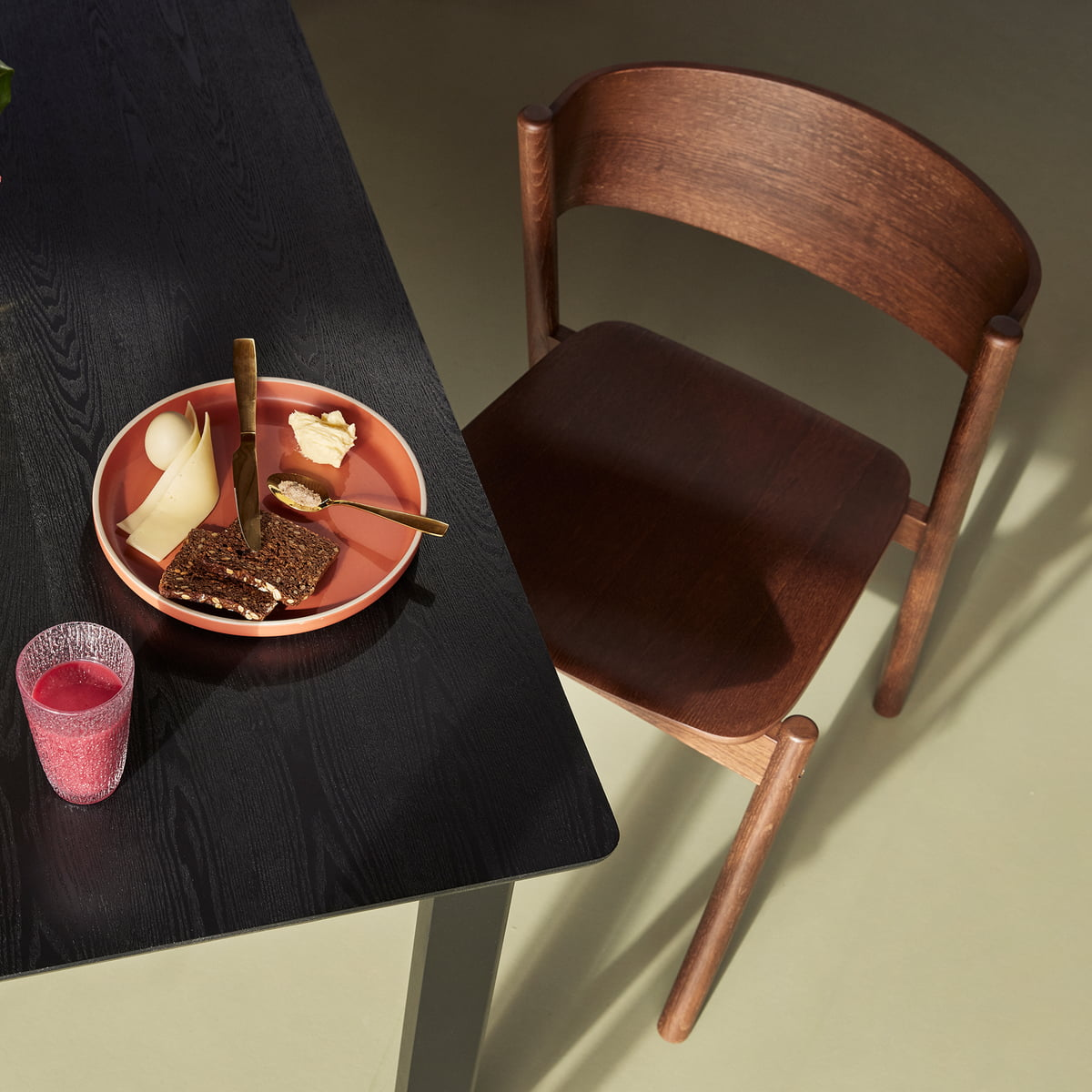 B-Ware Hübsch Interior Stuhl Sitzmöbel Sitz Oblique Eiche Schwarz Esszimmerstuhl