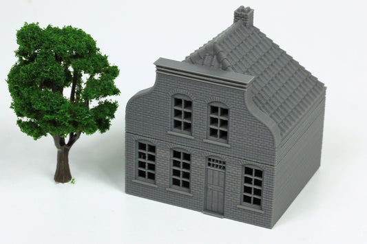 Dutch Neck Gable House - Tabletop Wargaming WW2 Terrain | 15mm 20mm 28mm HO Miniature 3D Printed Model | Bolt Action