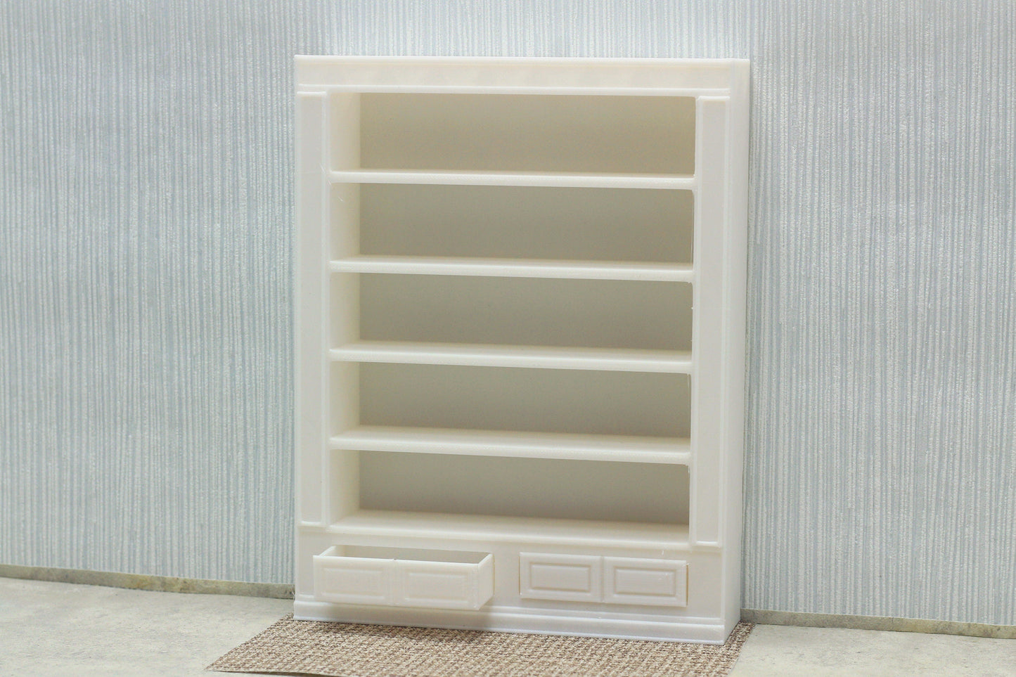 Dollhouse Miniature Bookshelf with Drawers - 1:12 Scale