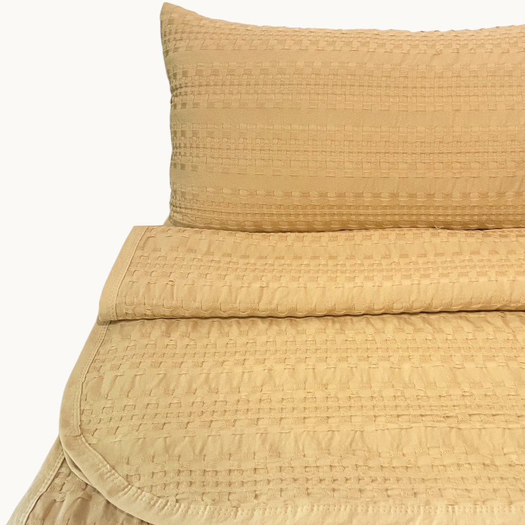 Rúmteppi úr bómullarpiqué með vöfflumynstri