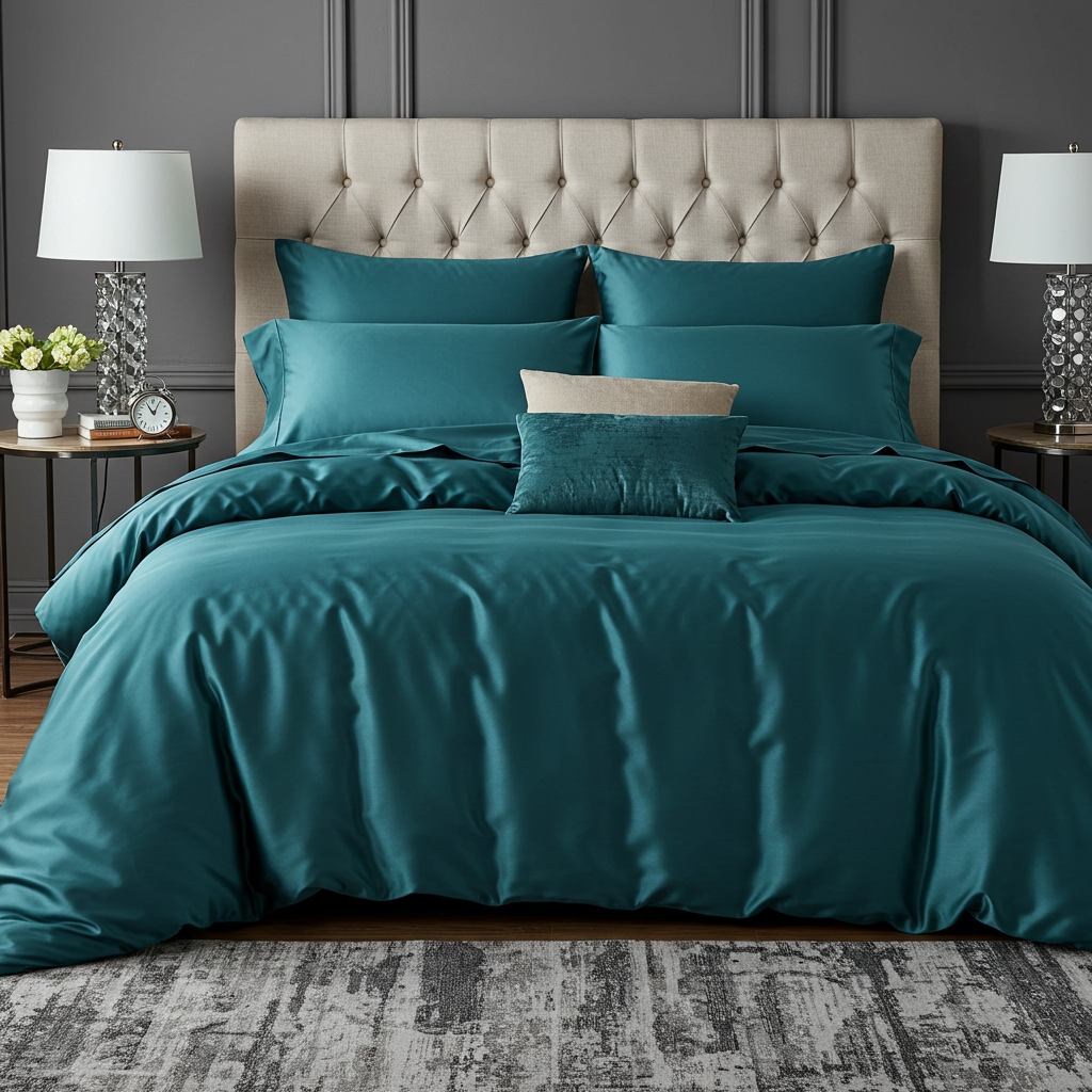 Charm bómullar satín rúmföt