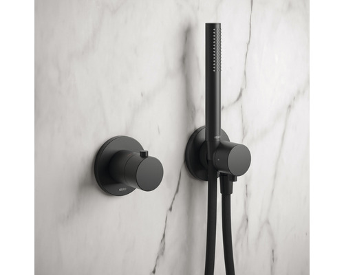 Keuco blöndunartæki í B-flokki, sturtukerfi, baðherbergisblöndunartæki, hitastillir, Ixmo sett, mattsvart