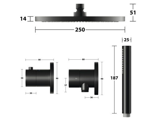 B-grade Keuco faucet set, shower system, bathroom faucet, thermostat, Ixmo sets, matte black
