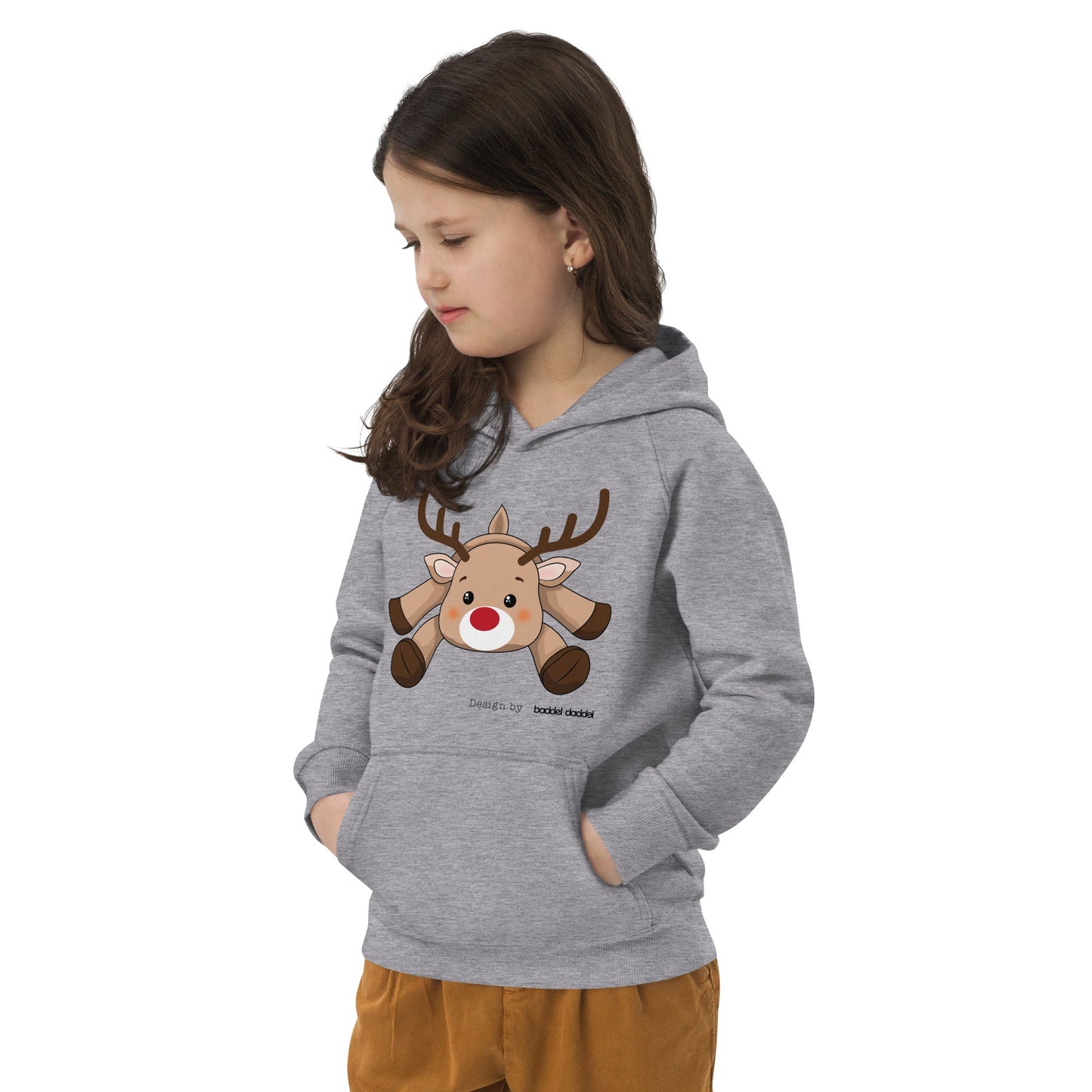 Weihnachtsrentier Öko-Kapuzenpullover für Kinder – Warm & Umweltfreundlich