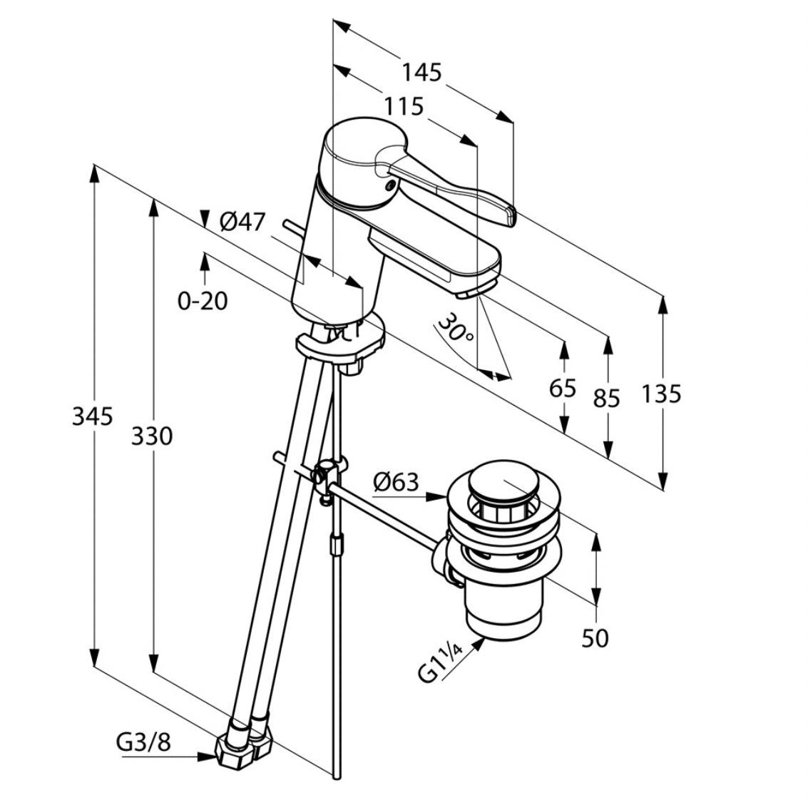 KLUDI "LOGO NEO CARE" Waschtisch-Einhebelmischer (chrom)