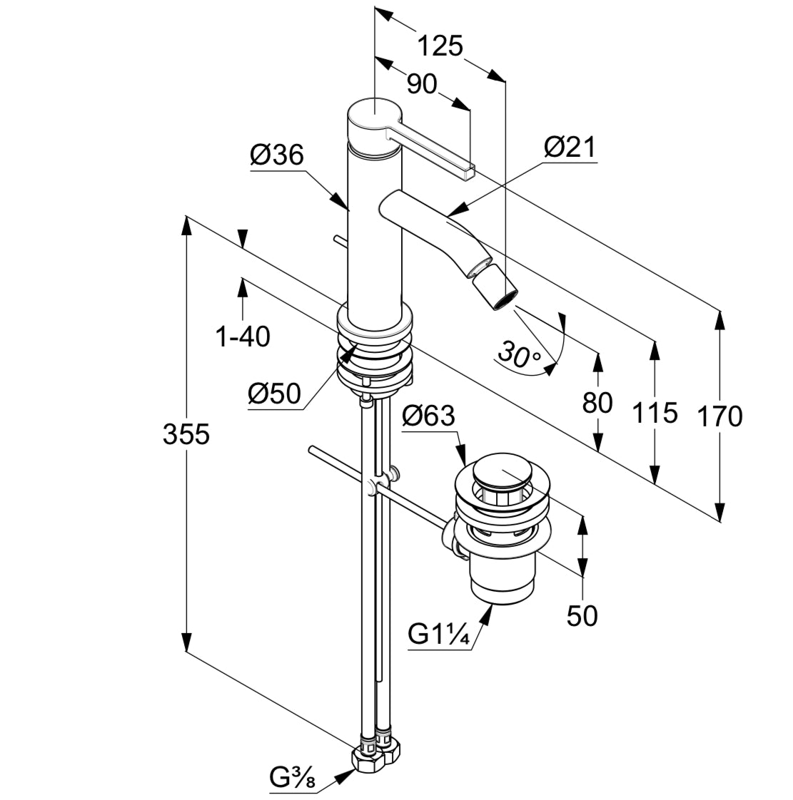 KLUDI "NOVA FONTE Pura" Bidet-Einhebelmischer (mattweiß)