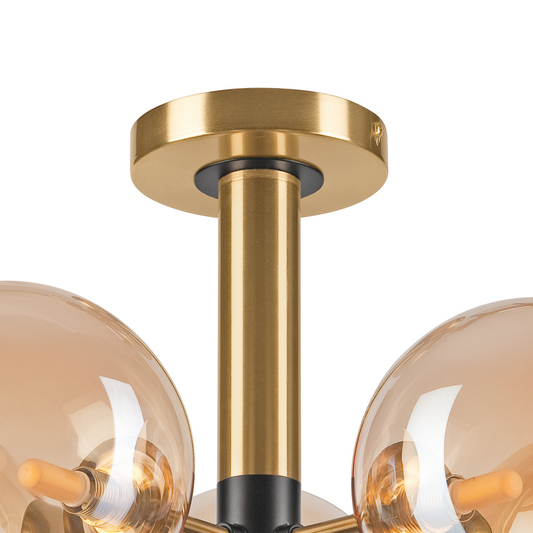 B-Ware Lamkur Lighting Natalia Deckenleuchte Lampe Glasleuchte Gold 5 Flammig Glas