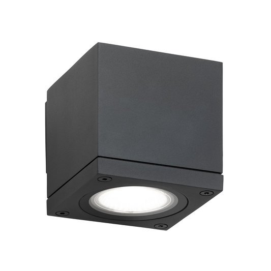 LCD útiveggljós á lager, vegglampi, útiljós, GU10, svart, ál, gler, IP65