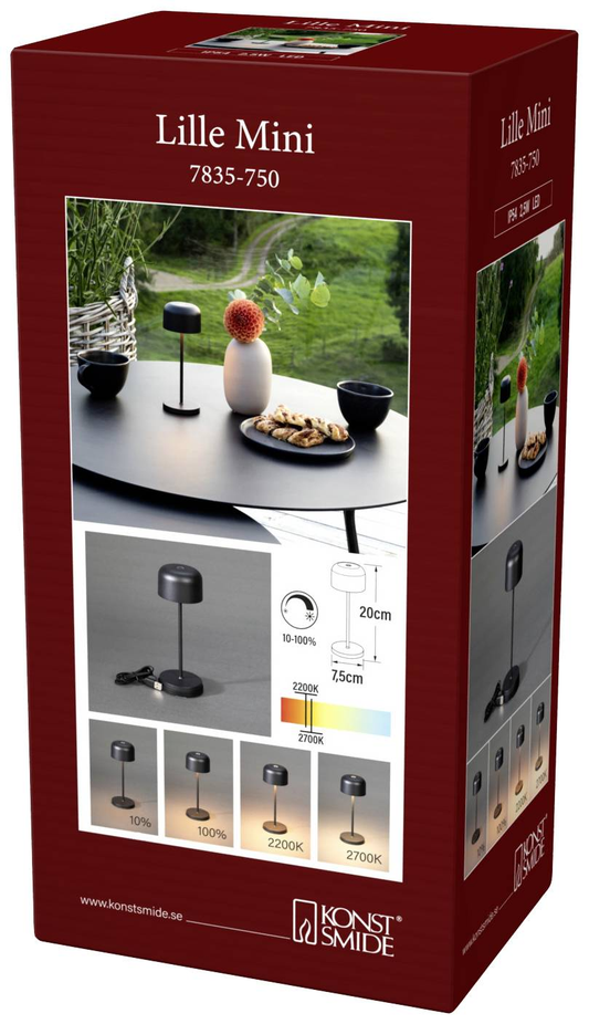 B-stock Konstsmide 7835 750 Lille 2.2 W LED rechargeable table lamp.