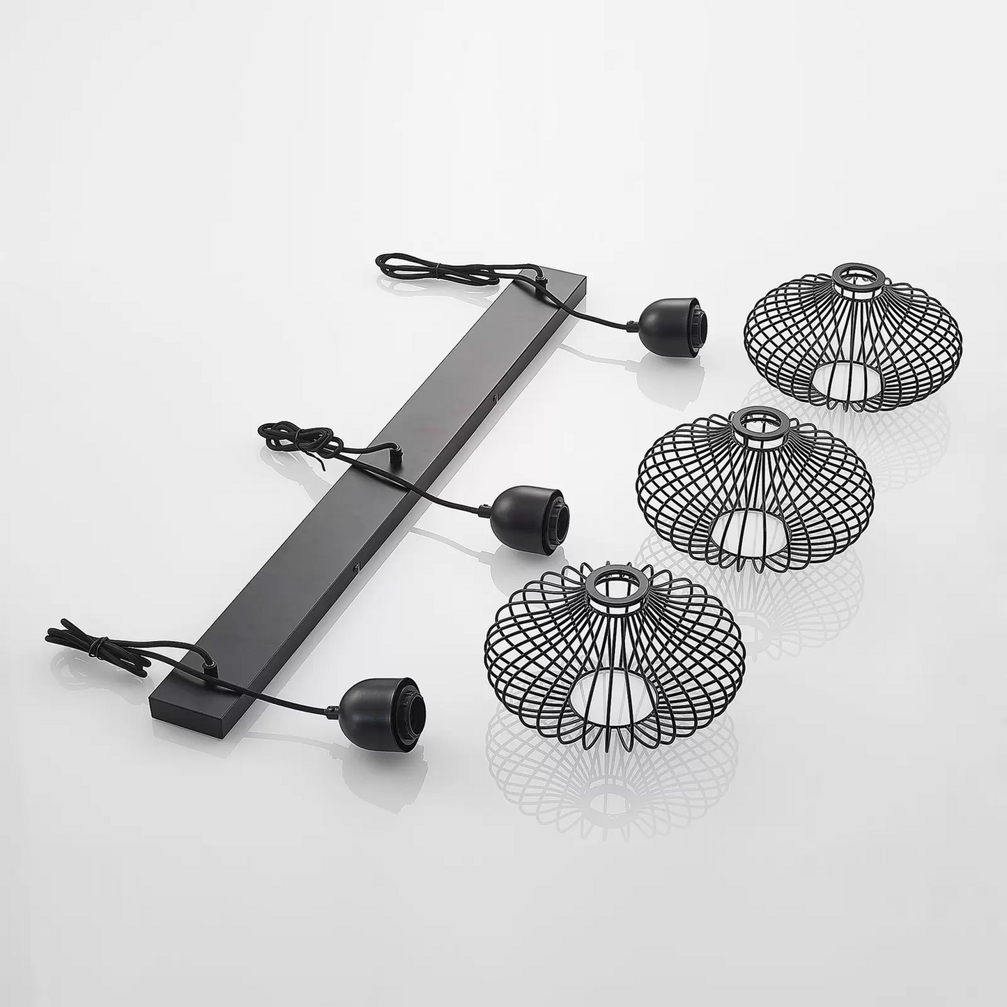 B-stock Lindby hanging light pendant light Justinos three-bulb black E27 iron