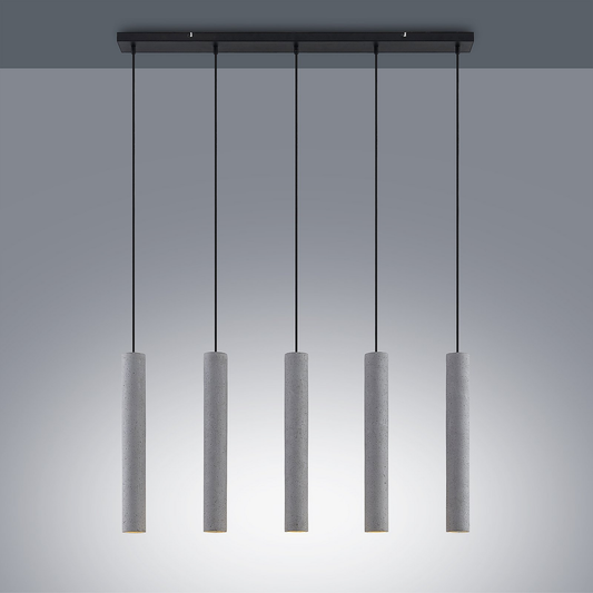 B-grade Lindby Concretto pendant light, hanging light, ceiling lamp, 5 bulbs, GU10, grey