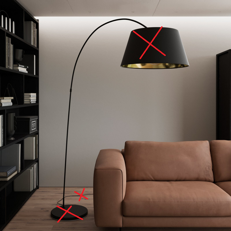 B-Ware Lindby Bogenstehlampe Esti Lampe Ständer Stehlampe Schwarz Gold Siehe Text/Foto