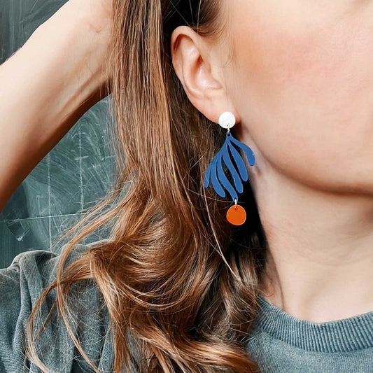 Matisse Florale Blatt Ohrringe aus Acryl