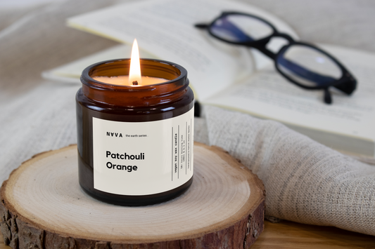 Appelsína + Patsjúlí, lífrænt sojakerti