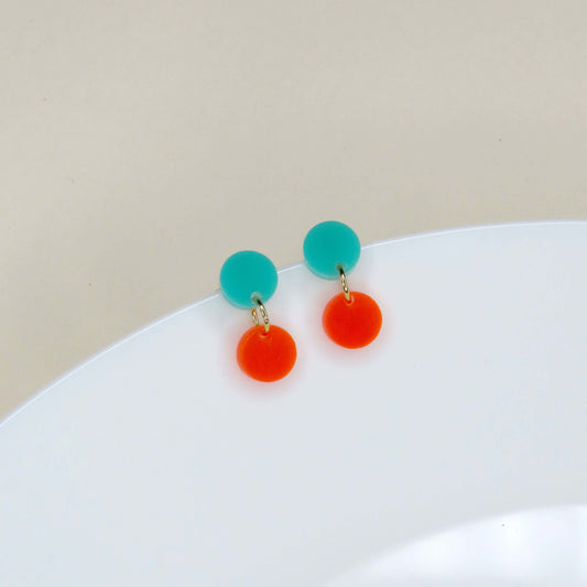 Dotty Acryl Ohrringe in türkis neonorange