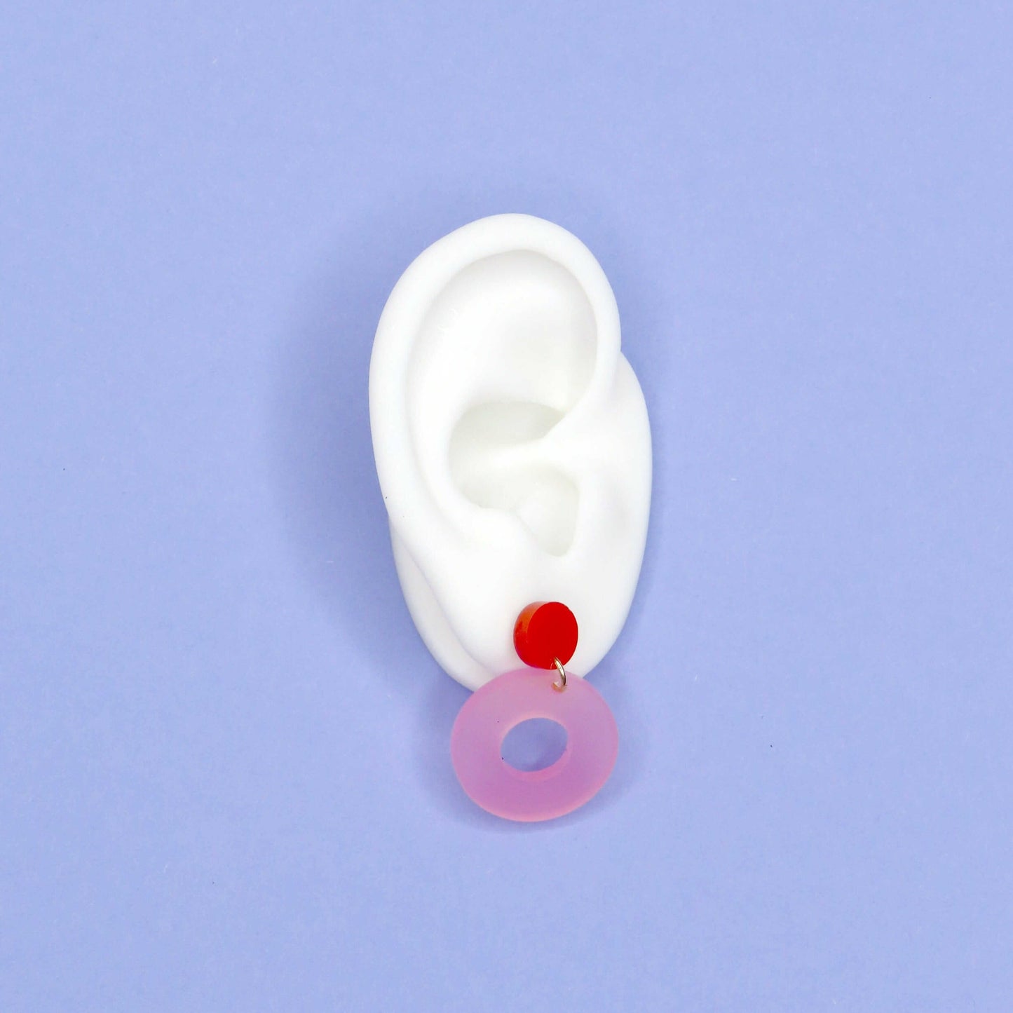 Colorblock Circle Ohrstecker in rot & rosa