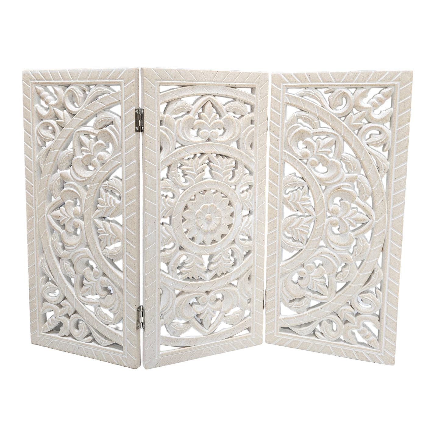 Ornament Holzbild Wandornament Holz shabby weiß Landhaus Dekoration Mandala Deko