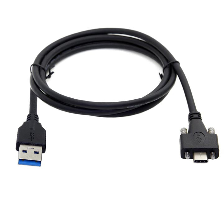 SYSTEM-S USB 3.1 snúra 3 m Type C karlkyns í 3.0 Type A karlkyns skrúfutengi í svörtu