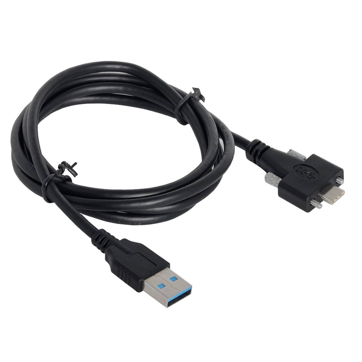 SYSTEM-S USB 3.1 snúra 3 m Type C karlkyns í 3.0 Type A karlkyns skrúfutengi í svörtu