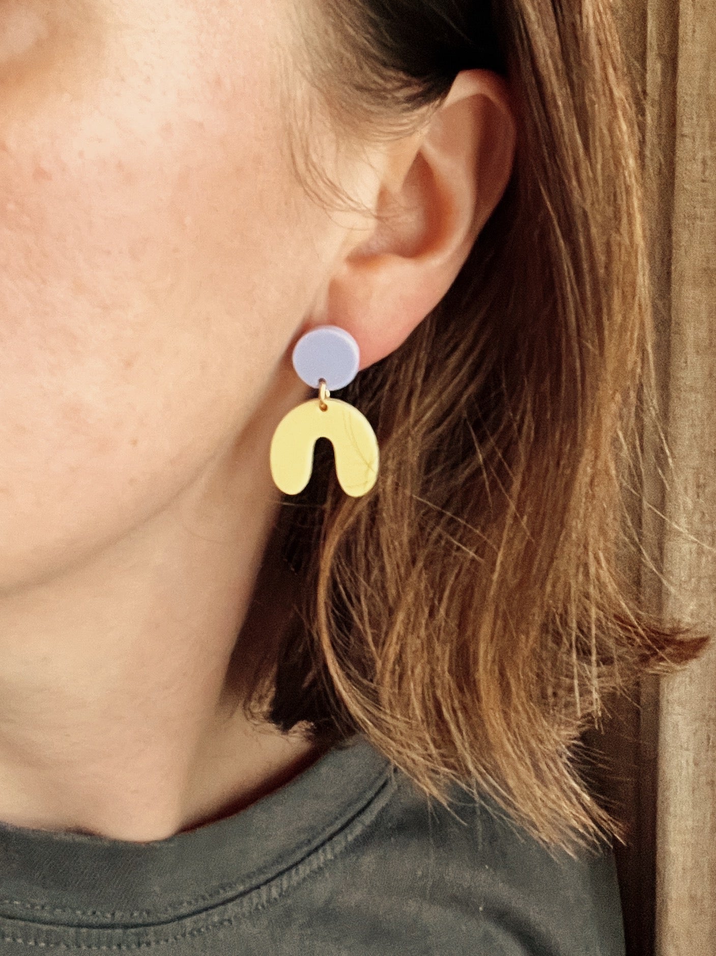 Flieder Hellgelb Arch Bogen Ohrringe