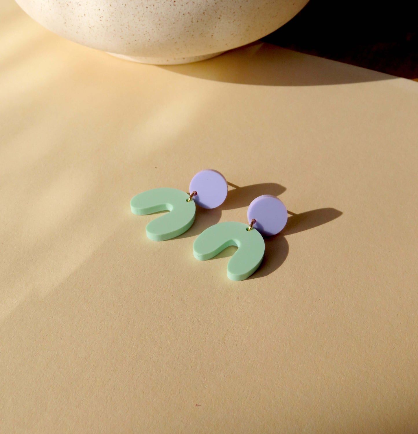 Flieder Hellgrün Arch Bogen Ohrringe