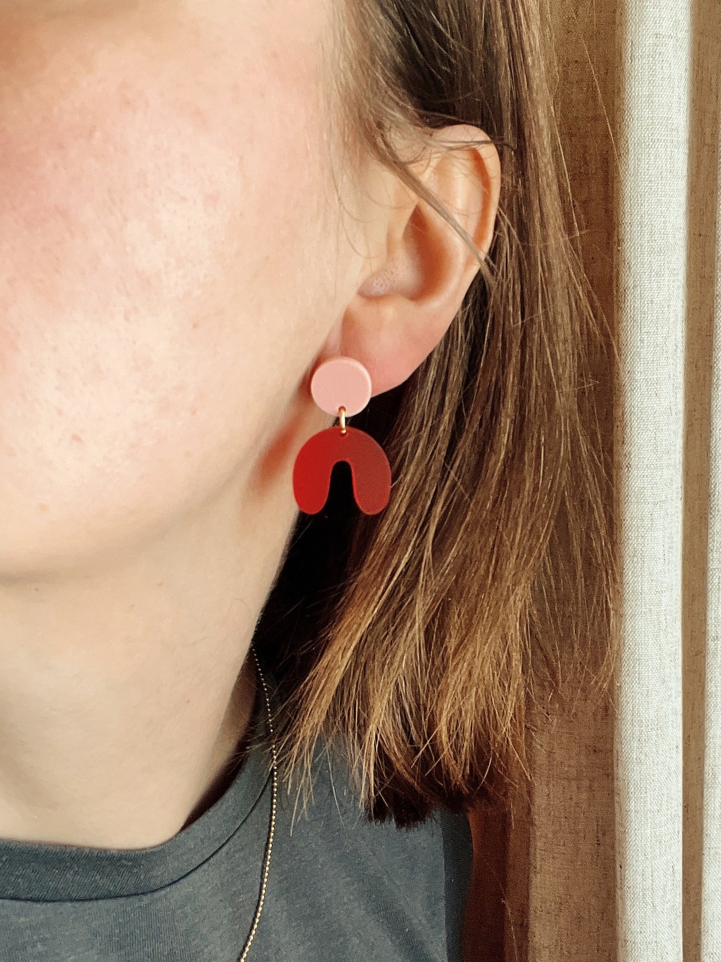 Rosa Rot Arch Bogen Ohrringe