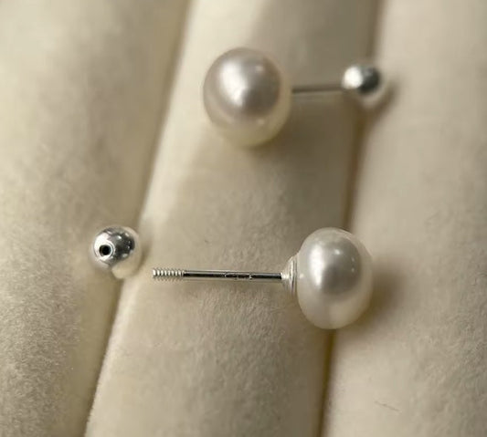 Ohrstecker aus 925er Sterling-Silber, Mini-Süßwasser-Perle, 0,8mm