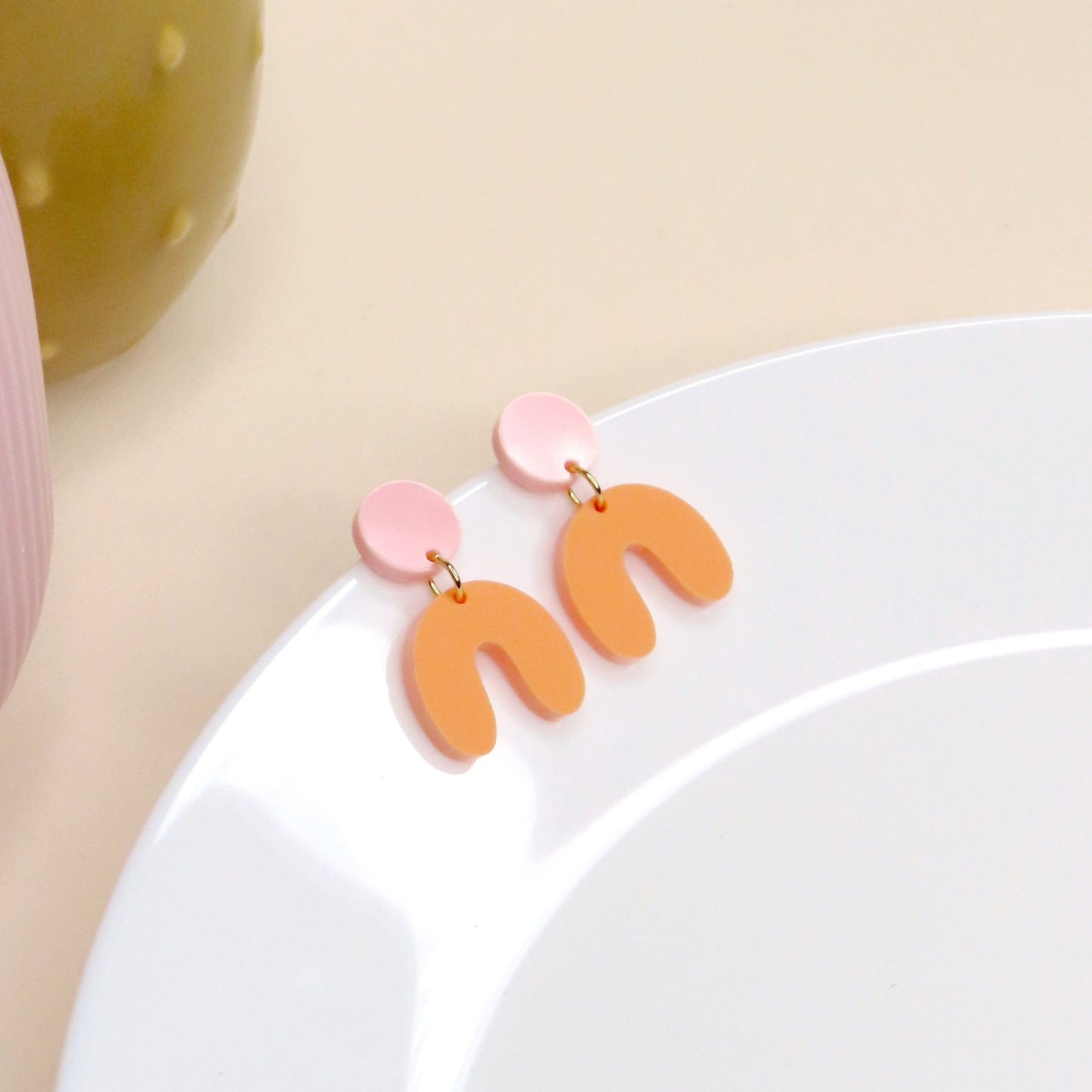 Pfirsisch Arch Bogen Ohrringe