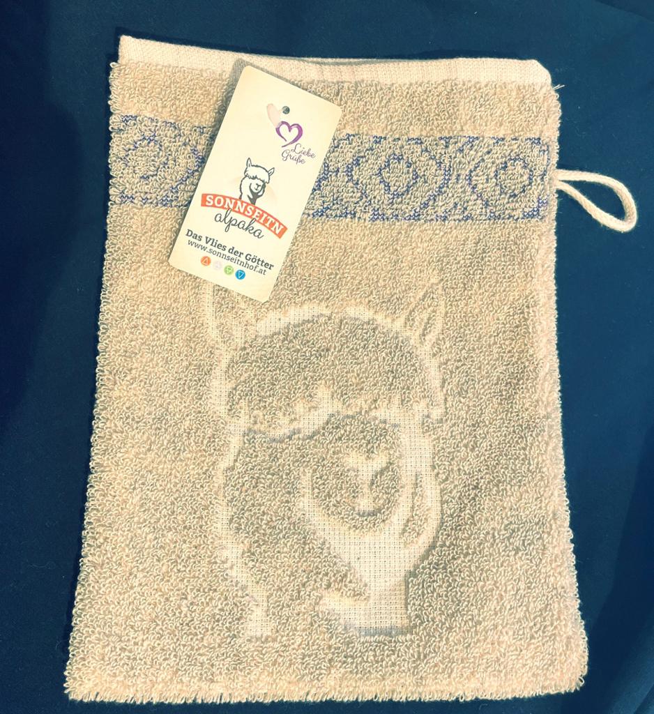 Organic alpaca cotton terry wash mitt - 17x24cm